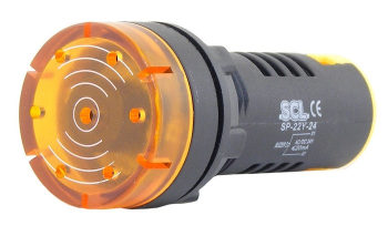 SCL 22mm PULSATING BUZZER 12V WITH FLASHING YELLOW LED
