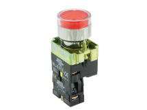 SCL 22mm ILLUMINATED P/BUTTON LED RED + 1 NC 110/230VAC